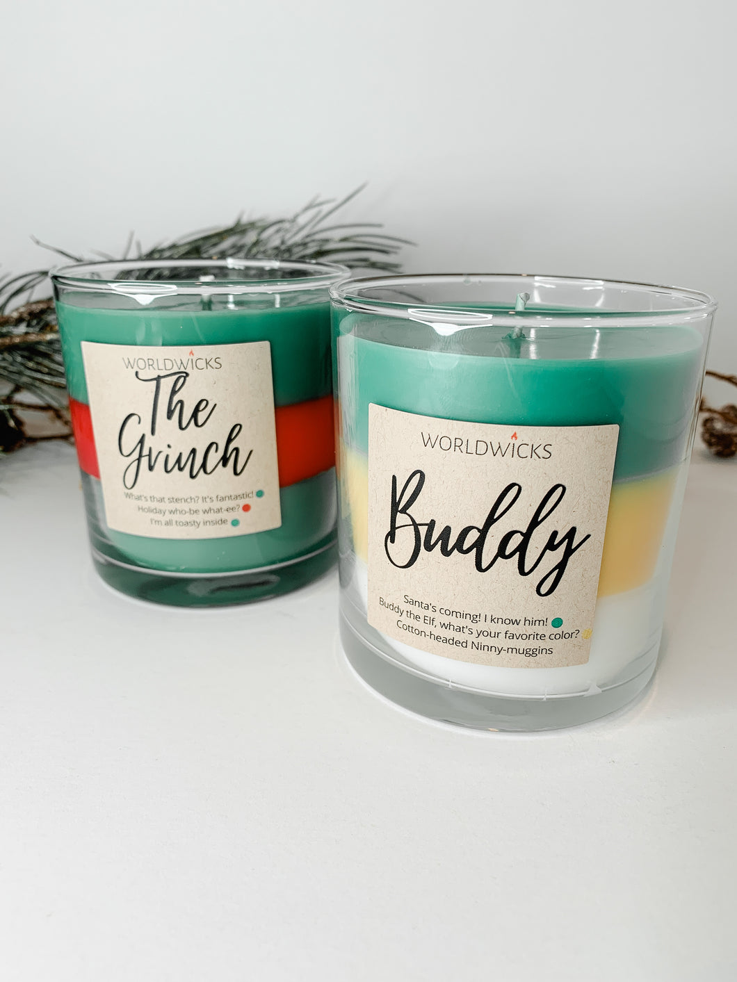 Christmas Movie Character Inspired Candles: Buddy, The Grinch